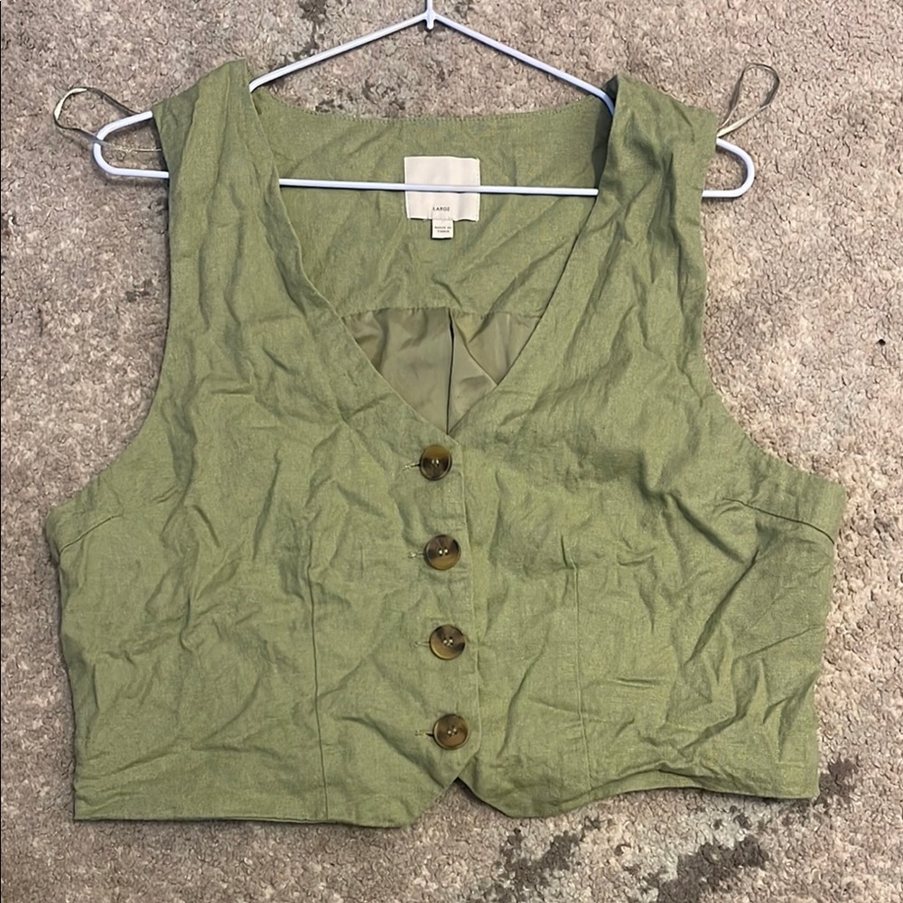 Green Button-Up Women's Top